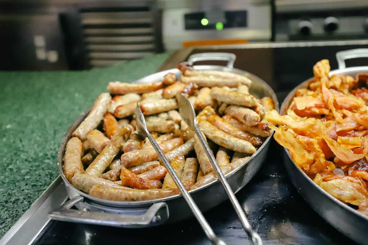 sausages on the buffet at Crystal Palace