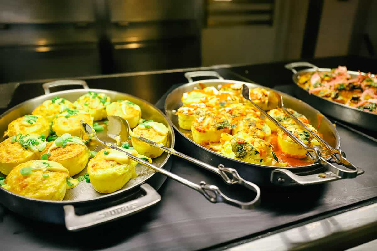 eggs and a frittata on the buffet at Crystal Palace