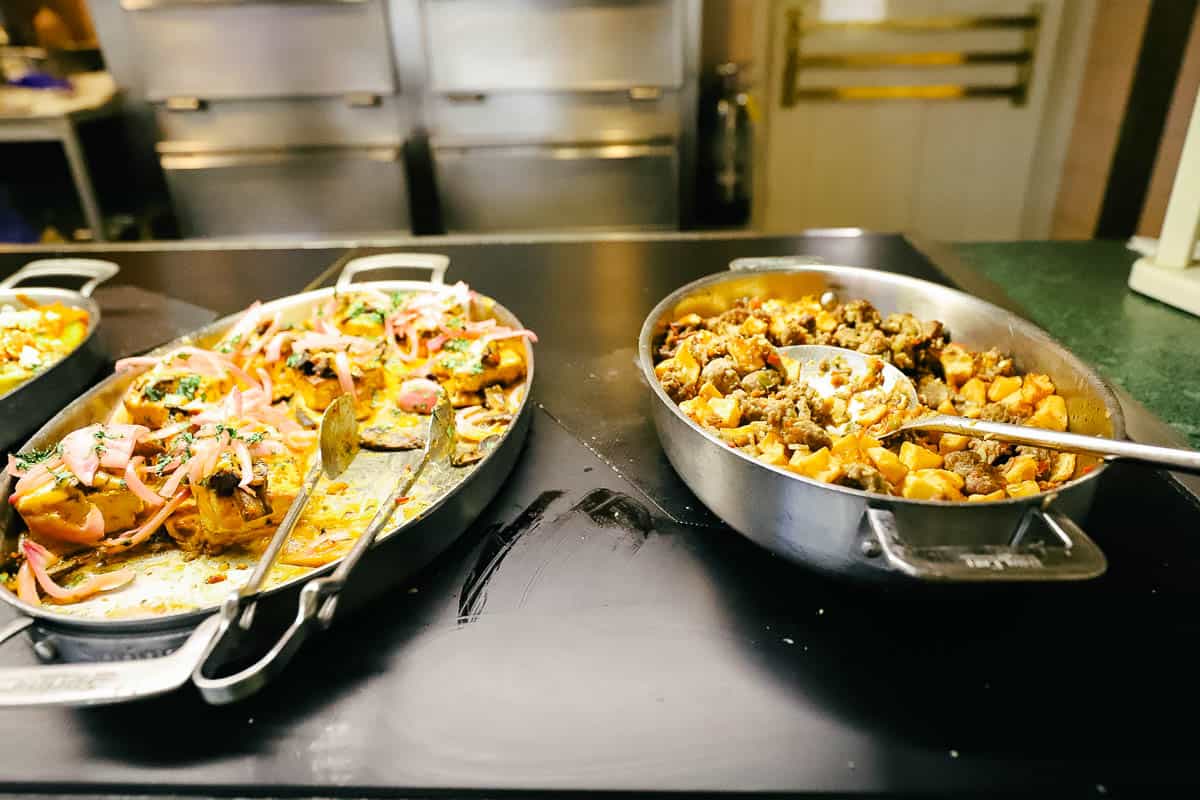 roast beef hash on the breakfast buffet at Crystal Palace