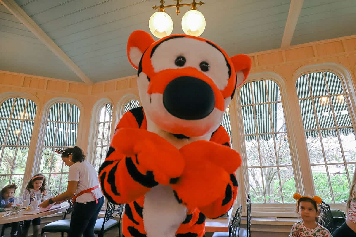 Tigger blows a kiss at Crystal Palace during breakfast.