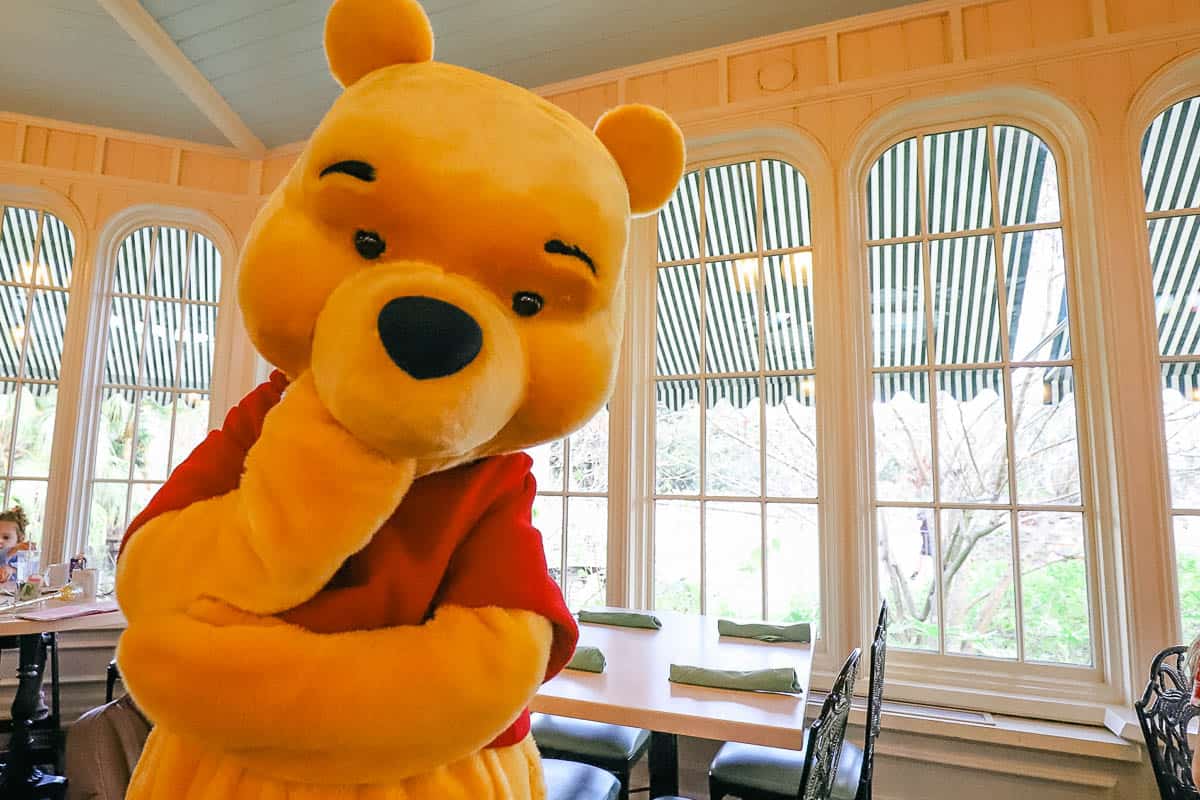 Winnie the Pooh table side at Crystal Palace during breakfast