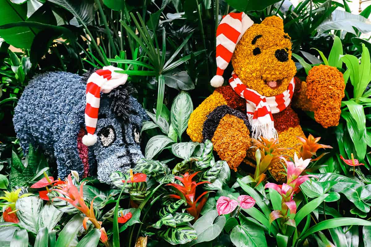 a topiary of Winnie the Pooh and Eeyore at Crystal Palace