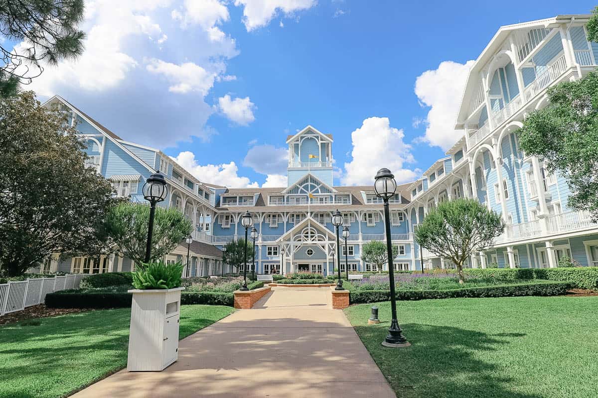 Scenic photo of the entrance of Disney's Beach Club from the Epcot Resorts Area