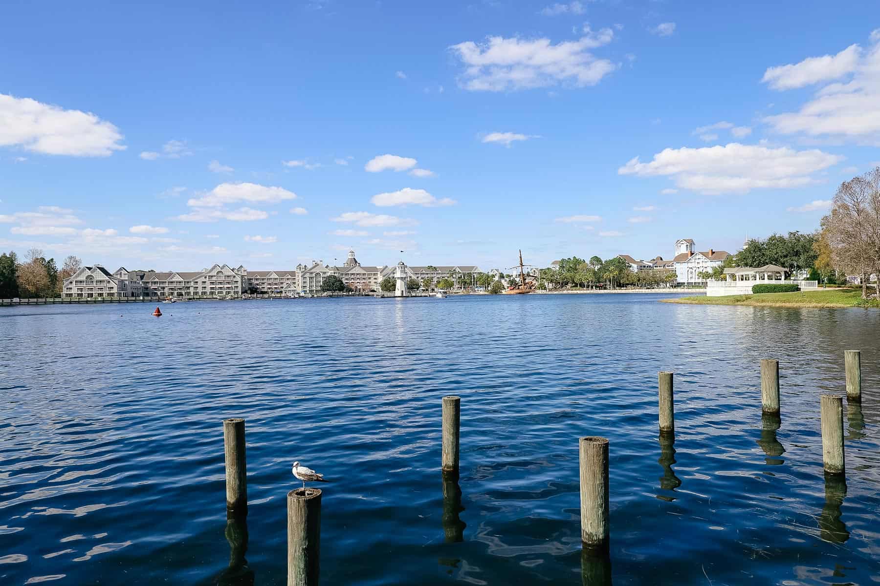 Disney's Yacht Club as a backdrop to Crescent Lake