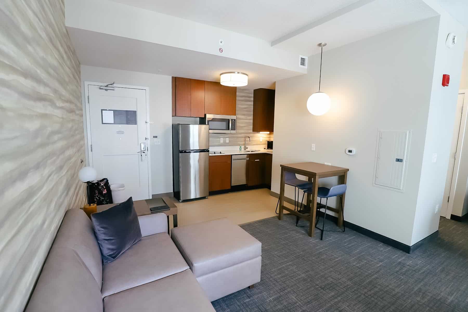 Marriott Hotel room near Disney that has a small kitchen.