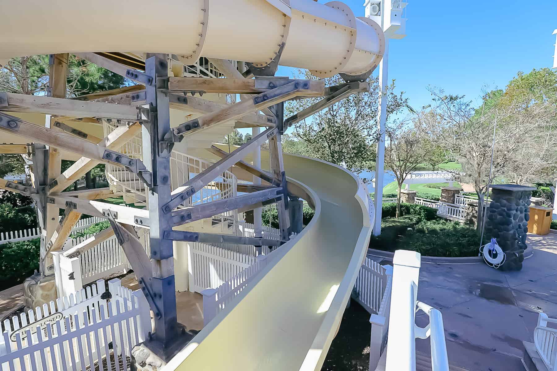 wide loops of the slide on the way down