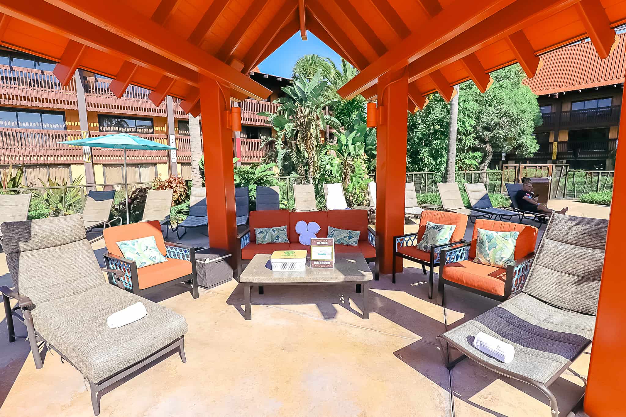 a poolside patio at the Oasis Pool