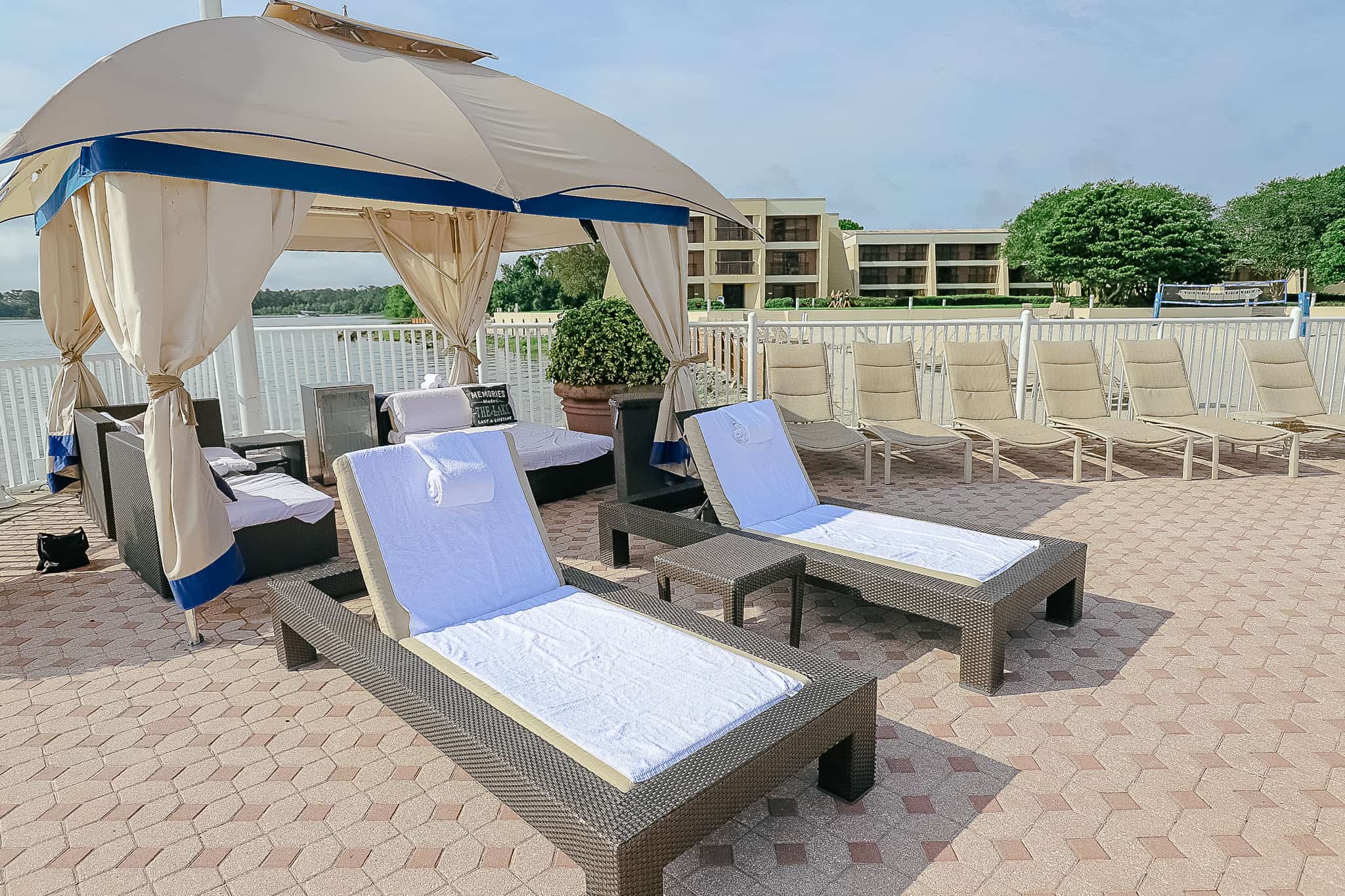 A cabana by the lake at Disney's Contemporary Resort.