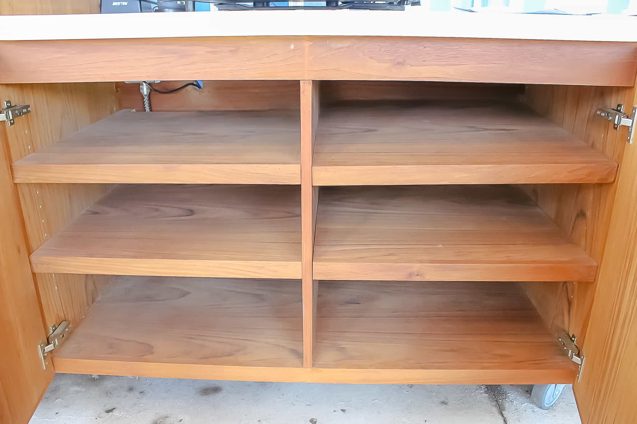 A place to store items in the cabana.