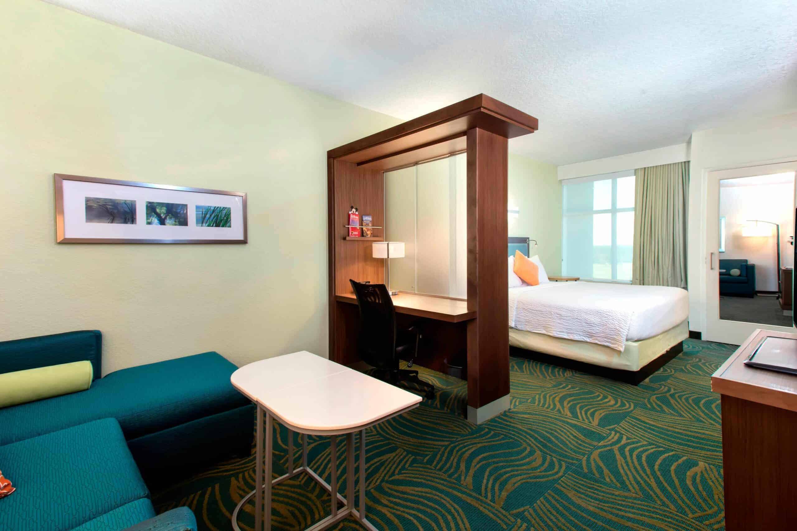 a room in the Springhill Marriott near Disney World at Flamingo Crossings