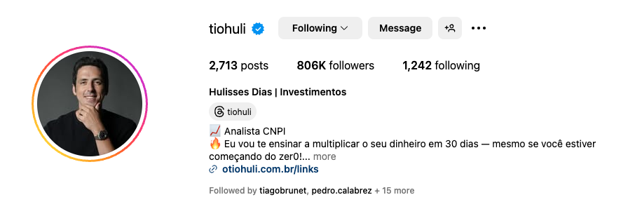 bio_tiohuli bio do infoprodutor tiohuli (@tiohuli)