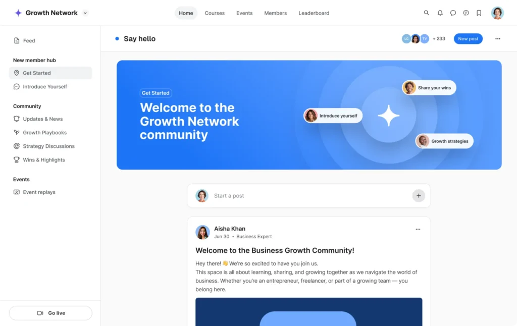 Print da plataforma de comunidade do Circle