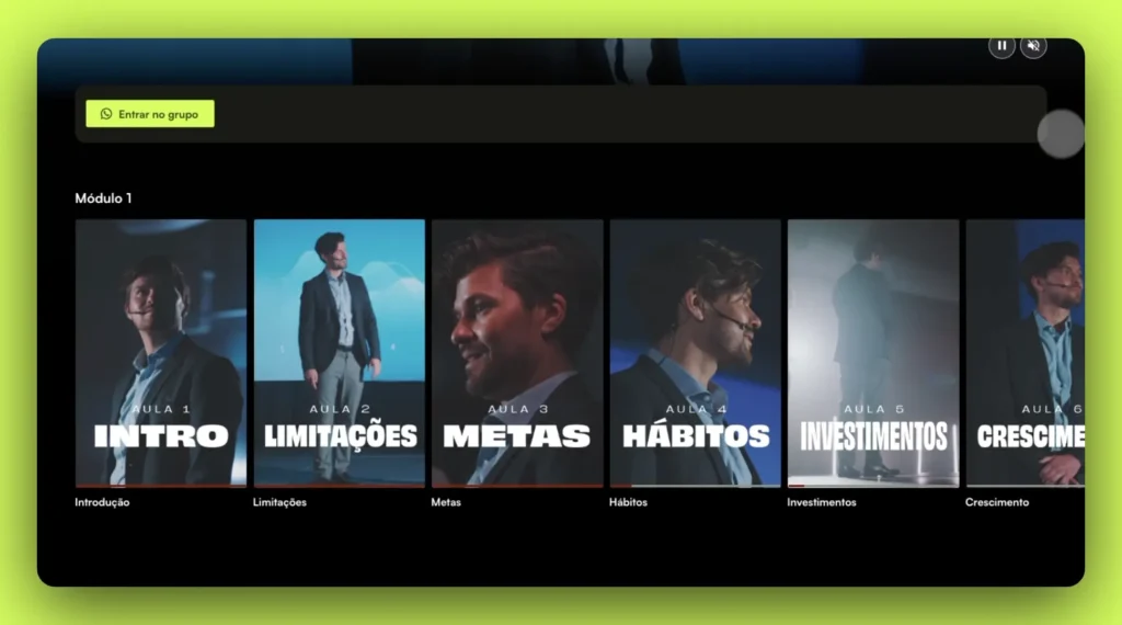 Printscreen da área de membros da Hubla