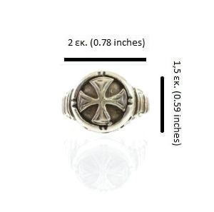 Ασημένιο 925 δαχτυλίδι με σταυρό - Image 3