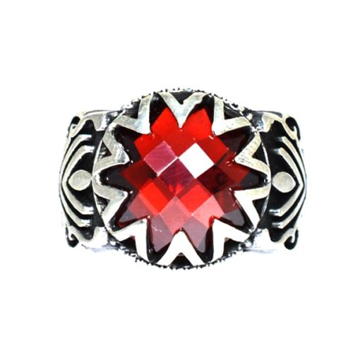 Ασημένιο 925 δαχτυλίδι με κόκκινο ζιργκόν