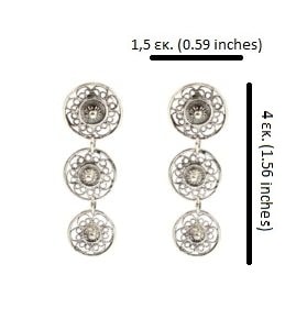 Ασημένια 925 καρφωτά σκουλαρίκια αυτιού με φιλιγκράν τεχνική - Image 3