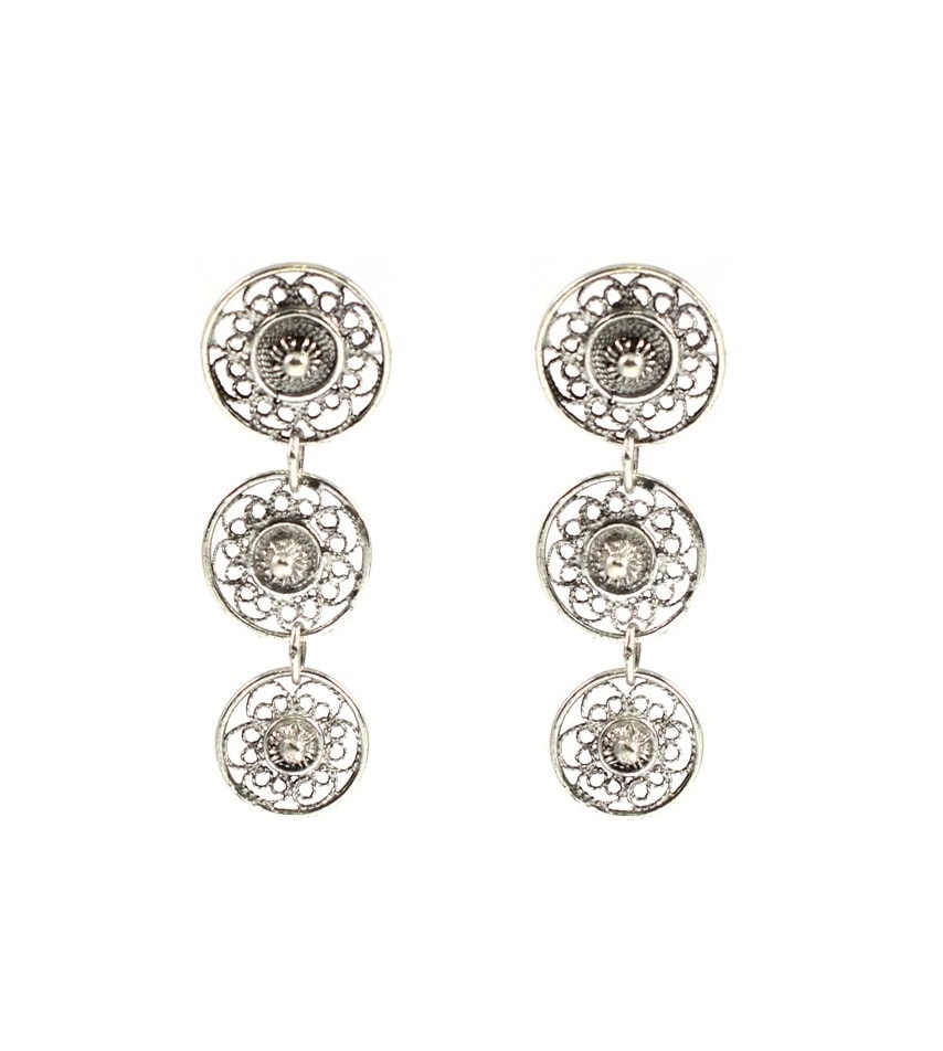 Ασημένια 925 καρφωτά σκουλαρίκια αυτιού με φιλιγκράν τεχνική