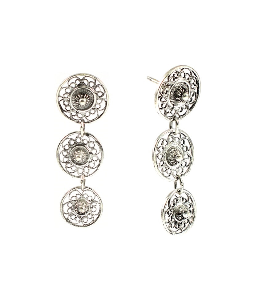 Ασημένια 925 καρφωτά σκουλαρίκια αυτιού με φιλιγκράν τεχνική - Image 4