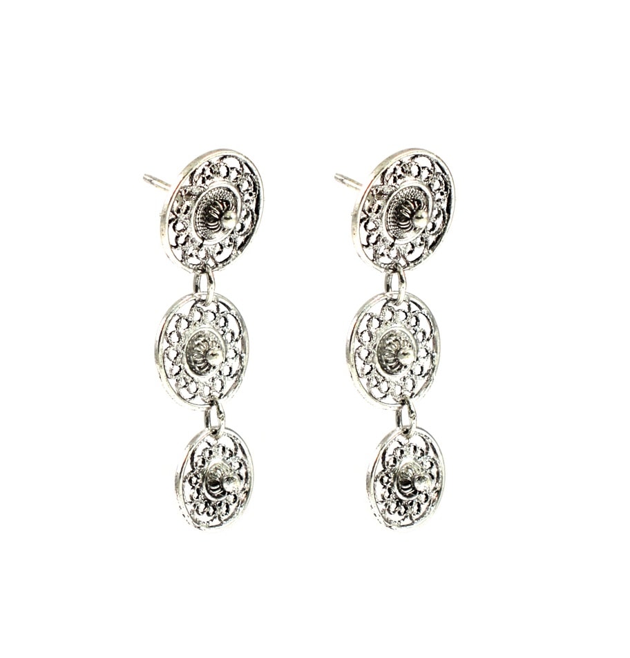 Ασημένια 925 καρφωτά σκουλαρίκια αυτιού με φιλιγκράν τεχνική - Image 2
