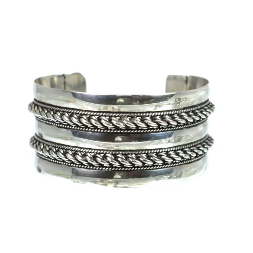 Ασημένιο 925 χειροποίητο βραχιόλι με πλεκτή επιφάνεια