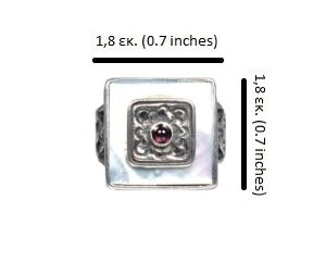 Ασημένιο 925 δαχτυλίδι με φίλντισι και γρανάδα - Image 3