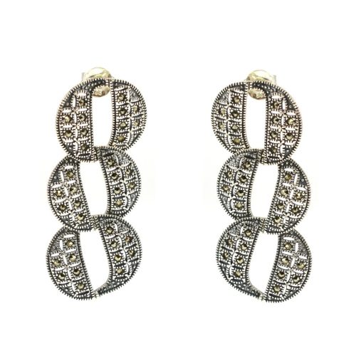 Ασημένια 925 μαρκασίτη παραδοσιακά σκουλαρίκια αυτιού