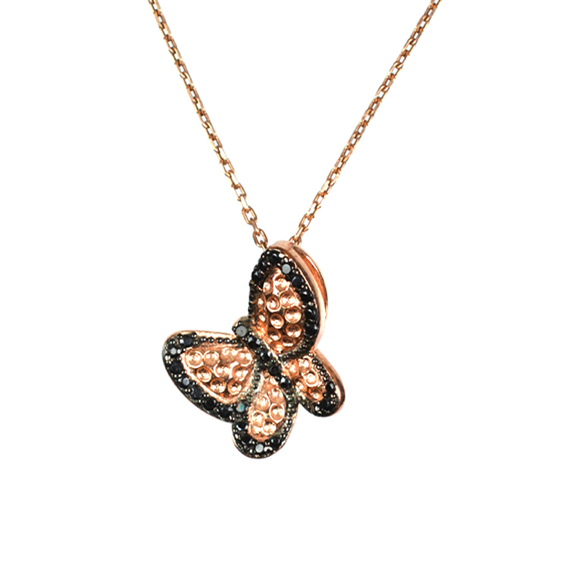 Ασημένιο 925 διακριτικό κολιέ πεταλούδα