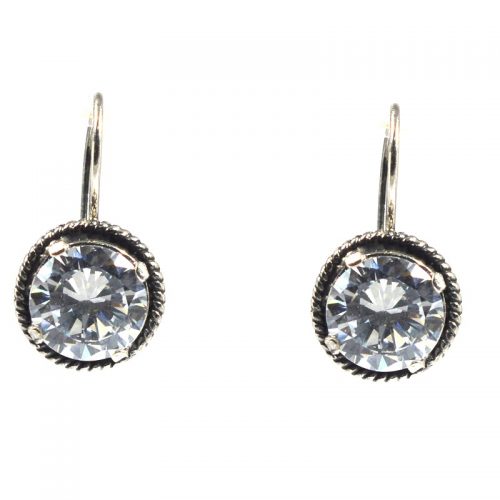 Ασημένια 925 σκουλαρίκια αυτιού με λευκό ζιργκόν