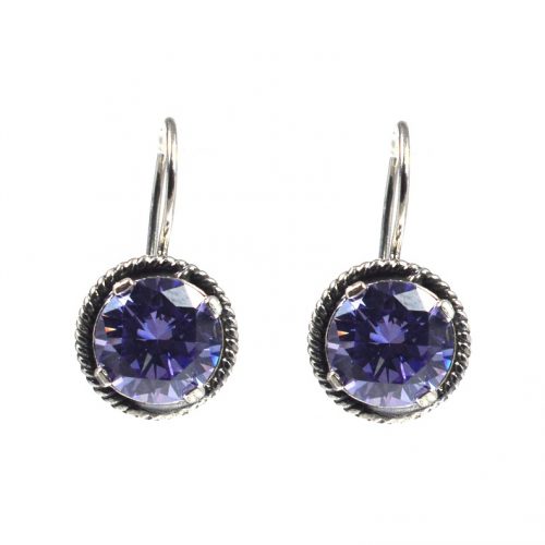 Ασημένια 925 σκουλαρίκια αυτιού με μωβ ζιργκόν