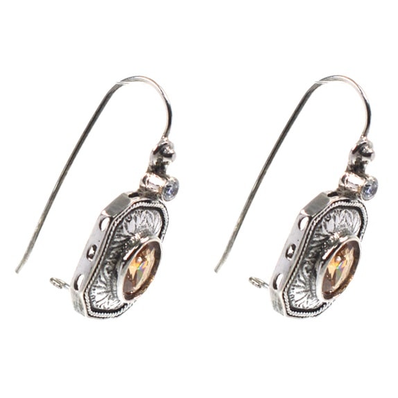 Ασημένια 925 σκουλαρίκια με σιτρίν - Image 2