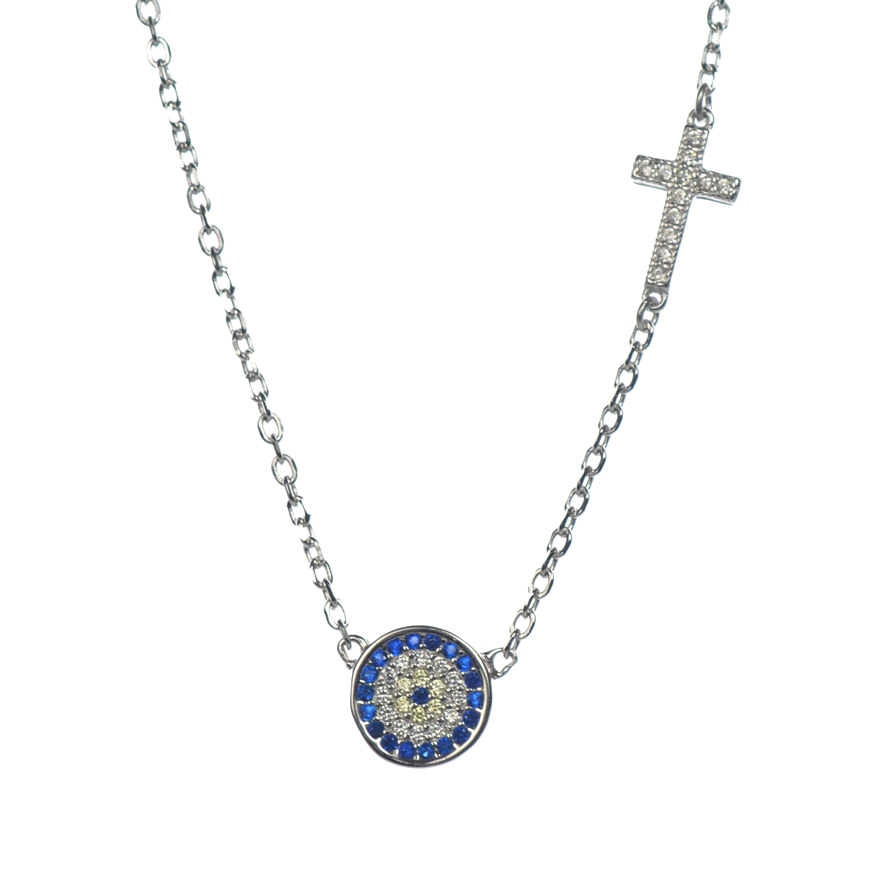 Ασημένιο 925 διακριτικό κολιέ μάτι