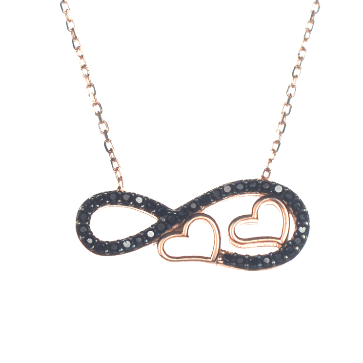 Ασημένιο 925 ροζ χρυσό κολιέ άπειρο