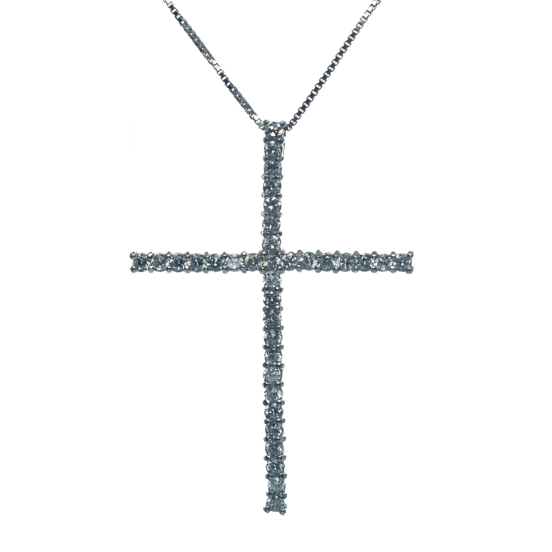 Ασημένιο 925 κολιέ σταυρός με ζιργκόν