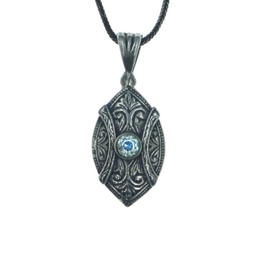 Ασημένιο 925 μενταγιόν με γαλάζιο ζιργκόν