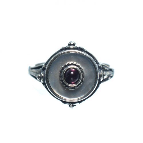 Ασημένιο 925 δαχτυλίδι με φίλντισι και γρανάδα