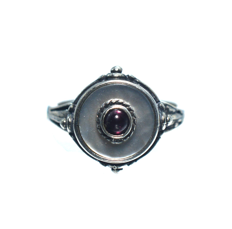 Ασημένιο 925 δαχτυλίδι με φίλντισι και γρανάδα