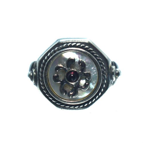 Ασημένιο 925 δαχτυλίδι με φίλντισι και γρανάδα