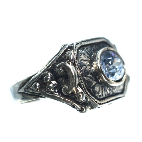 Ασημένιο 925 σκαλιστό δαχτυλίδι με μώβ λιλά ζιργκόν - Image 2