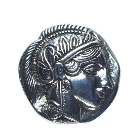 Ασημένιο 925 σκαλιστό δαχτυλίδι με την Θεά Αθηνά