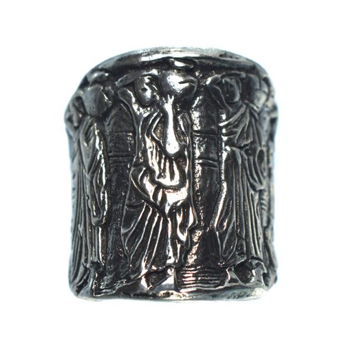 Ασημένιο 925 σκαλιστό δαχτυλίδι με αρχαιοελληνικές μορφές