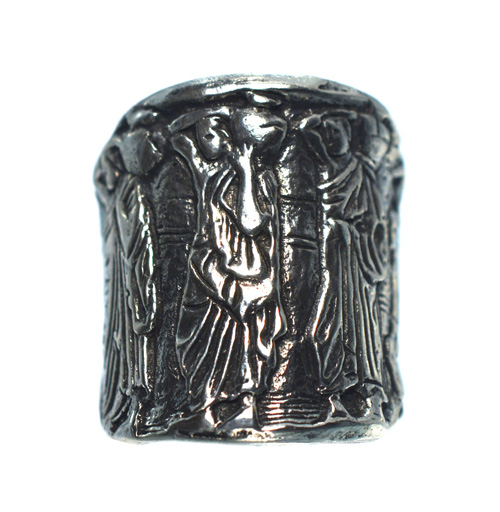 Ασημένιο 925 σκαλιστό δαχτυλίδι με αρχαιοελληνικές μορφές