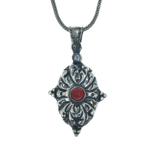 Ασημένιο 925 μενταγιόν με κοράλι