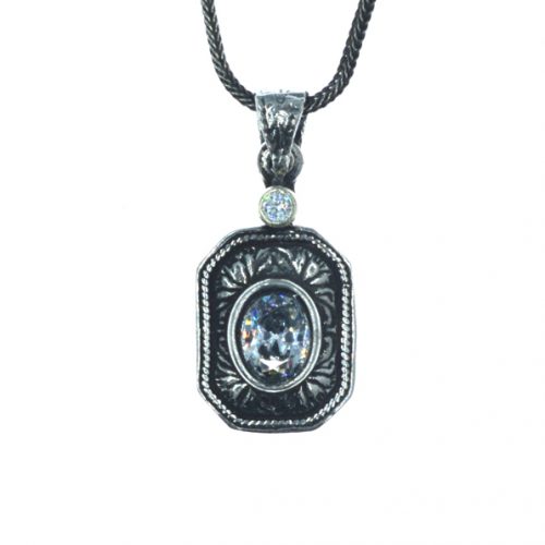 Ασημένιο 925 μενταγιόν με λευκό ζιργκόν