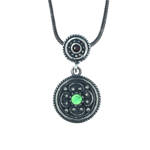 Ασημένιο 925 σκαλιστό μενταγιόν με ζιργκόν