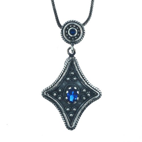 Ασημένιο 925 σκαλιστό μενταγιόν με ζιργκόν