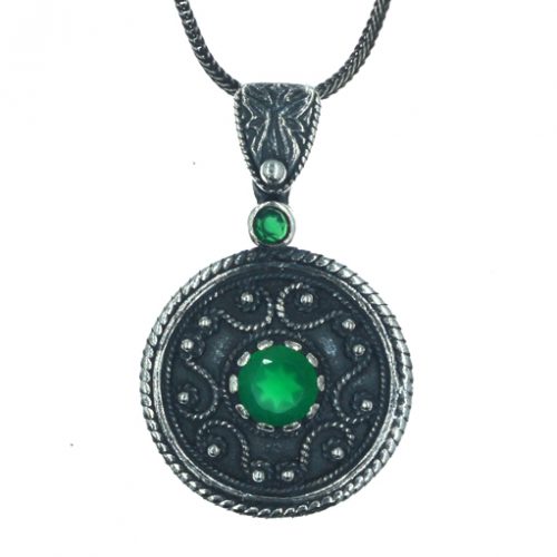 Ασημένιο 925 σκαλιστό μενταγιόν με ζιργκόν