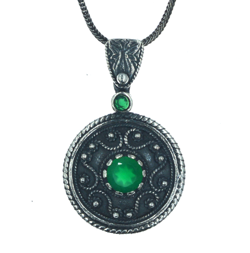 Ασημένιο 925 σκαλιστό μενταγιόν με ζιργκόν