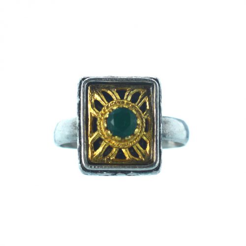 Βυζαντινό ασημένιο 925 δαχτυλίδι με ζιργκόν