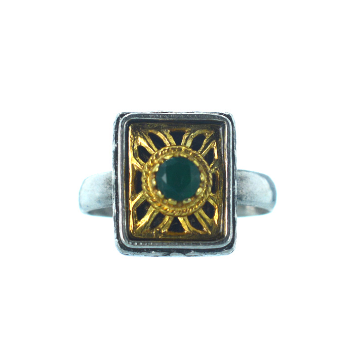 Βυζαντινό ασημένιο 925 δαχτυλίδι με ζιργκόν