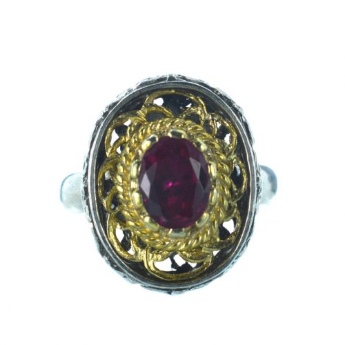 Βυζαντινό ασημένιο 925 δαχτυλίδι με ζιργκόν